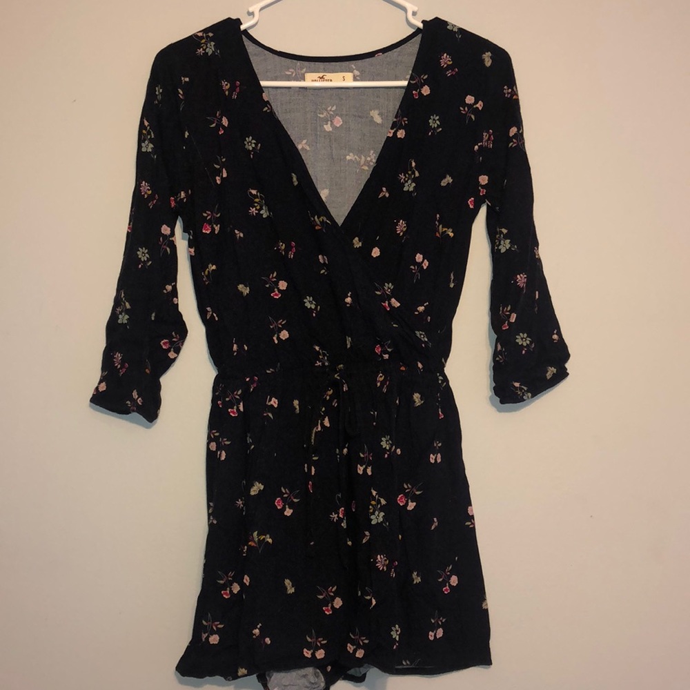 Dark blue floral romper